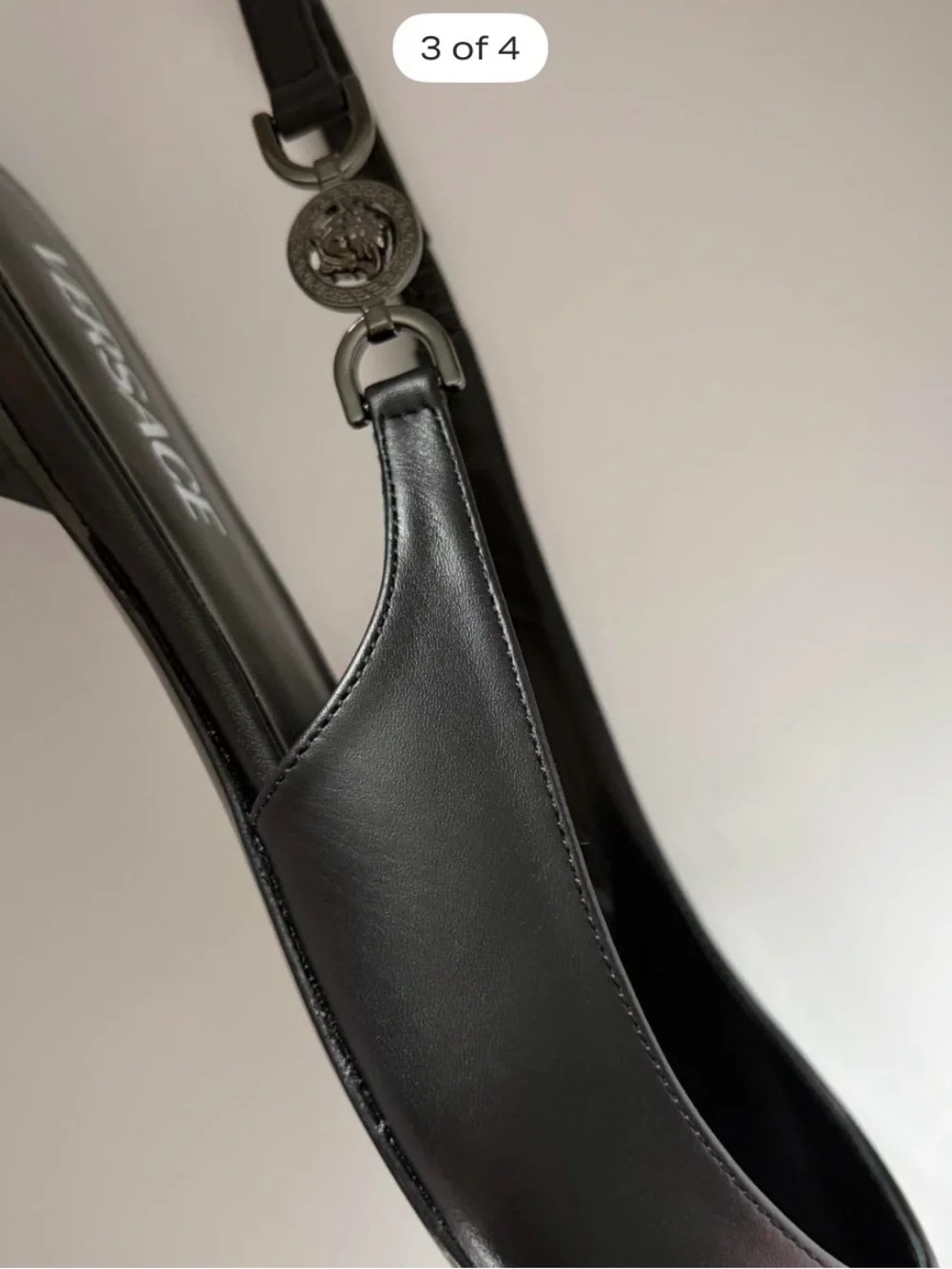 Versace Black Leather Shoulder Bag with Gold Logo Detail